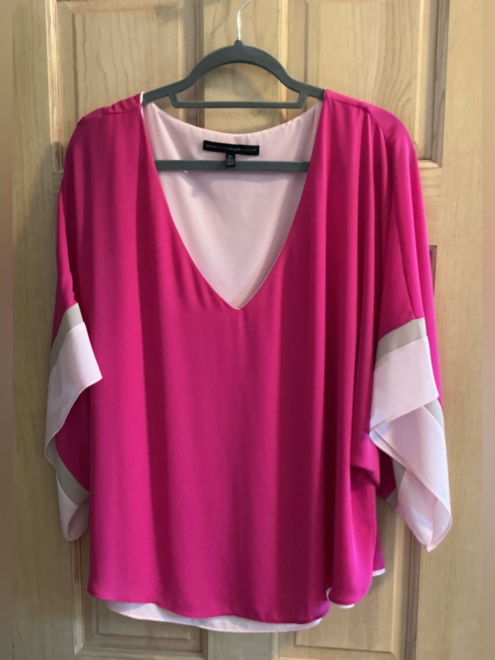White House Black Market Size XL Pink Layered Sheer Blous